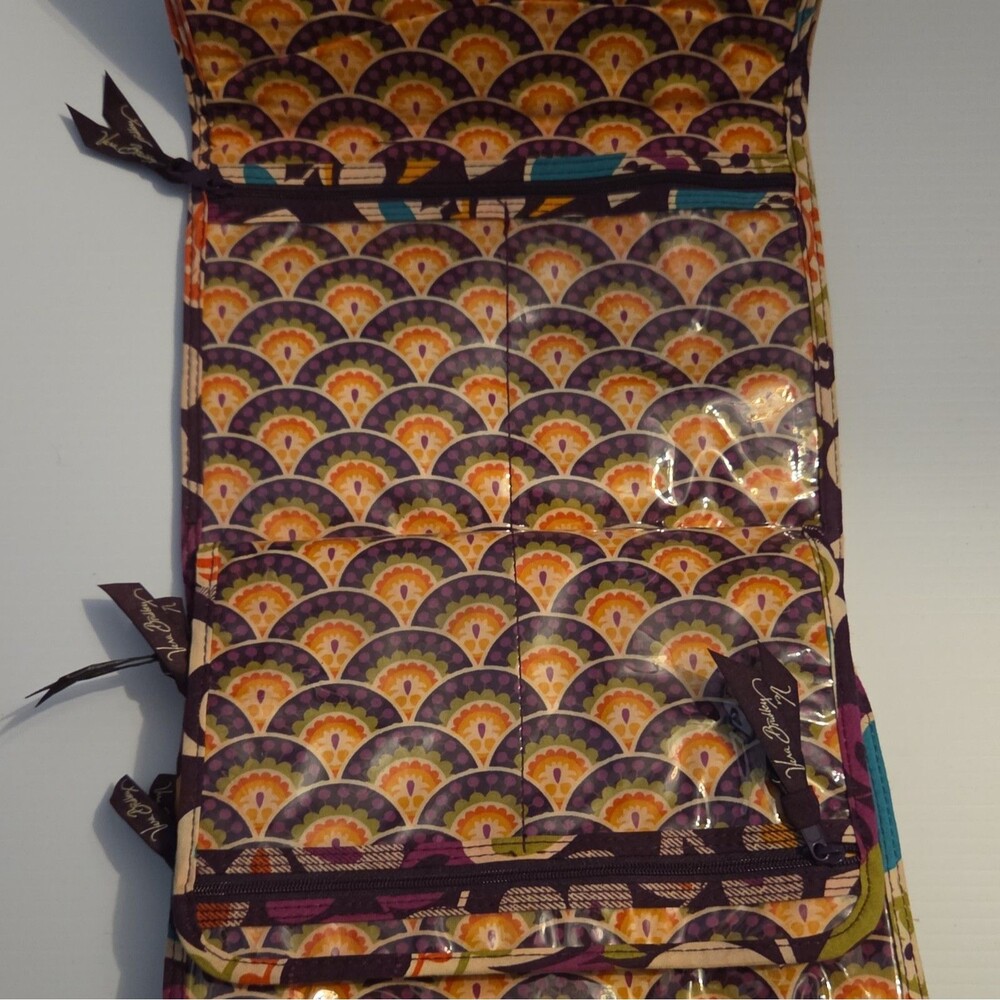 Vera Bradley Folding Travel Organizer Plum Crazy Purple Floral Cosmetic Bag Case - Picture 9 of 16